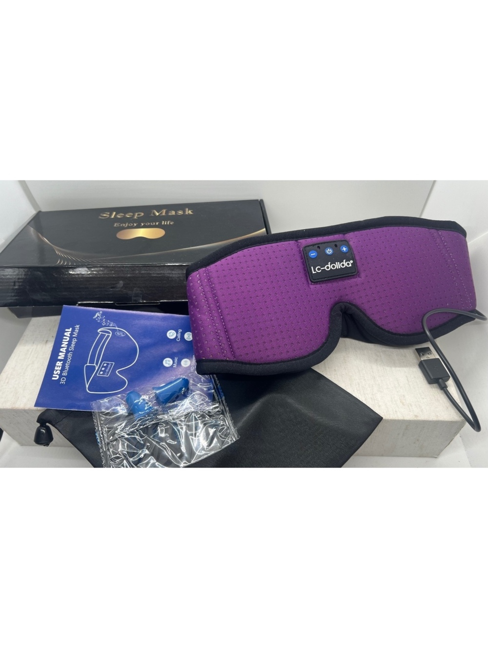 LC-dolida Sleep Mask headphones silk sleep purple bluetooth new